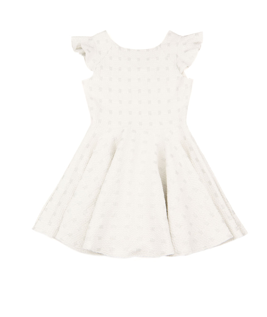 By Debra Girls White/Silver Flutter Sleeve Fit and Flare Dress Sale 2024 By Debra   