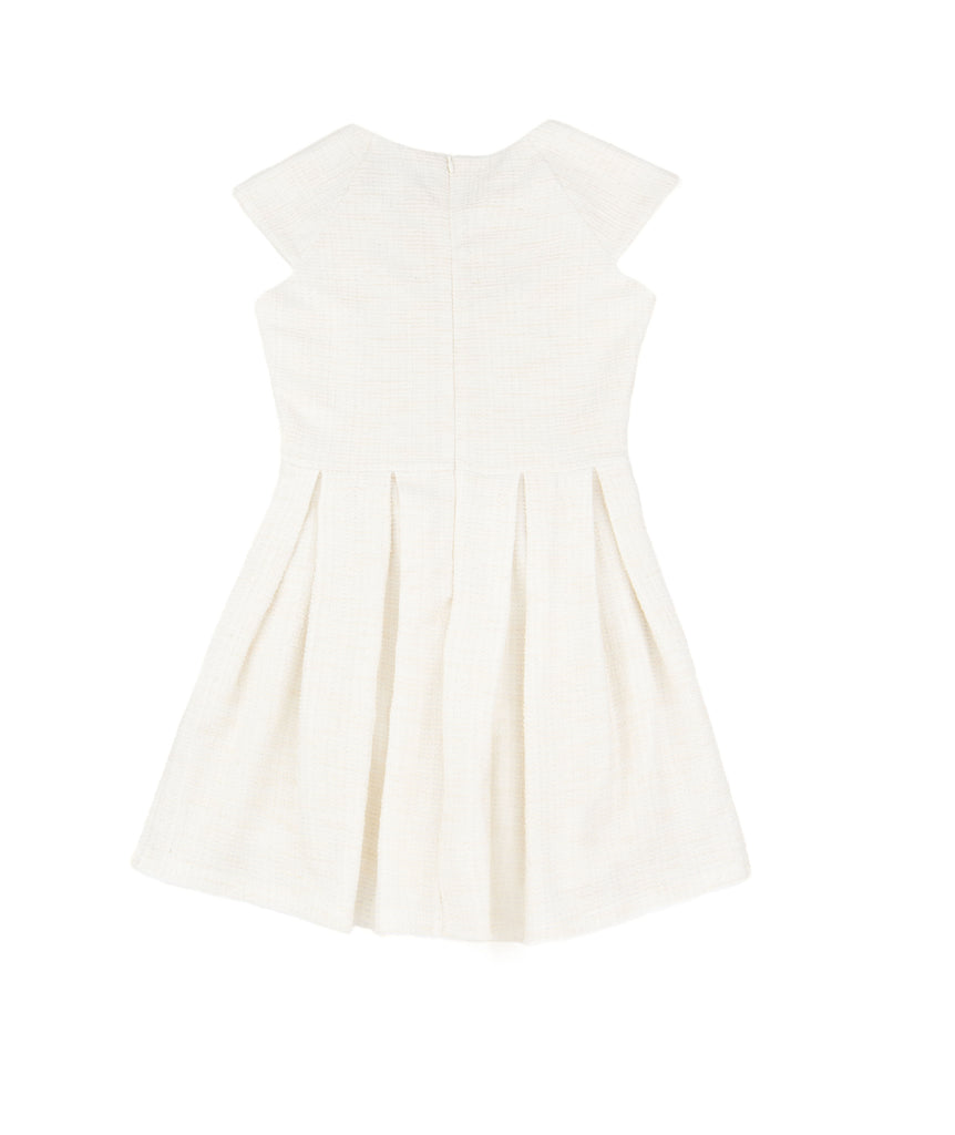 By Debra Girls White Boucle Cap Sleeve Box Pleat Dress Sale 2024 By Debra   