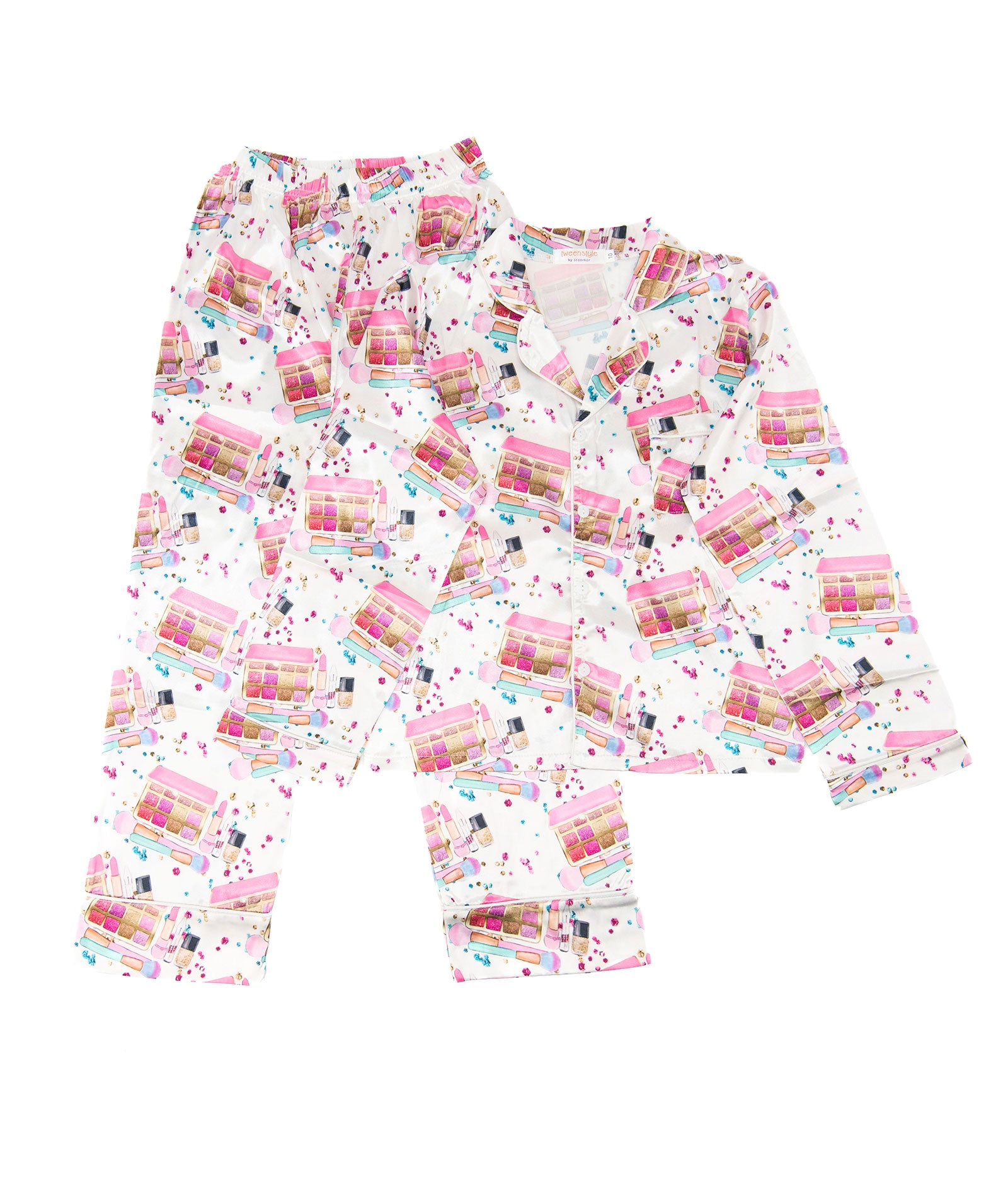 Tweenstyle Girls Silky Long Lounge Set Makeup Kits Accessories Sparkle by Stoopher Multi Y/S (7/8)
