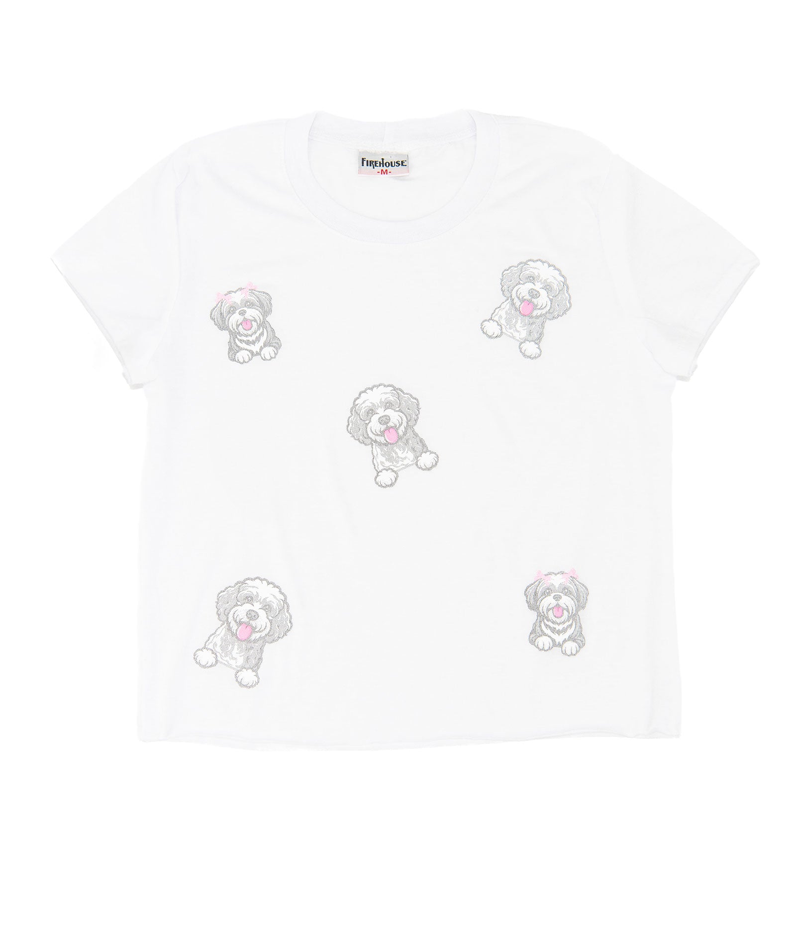 Firehouse Girls Bea Tossed Pups Tee White Girls Casual Tops Firehouse White Y/4