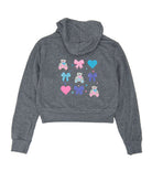 Firehouse Girls Tate Teddy Bow Pocket Hoodie Heather Grey Girls Casual Tops Firehouse