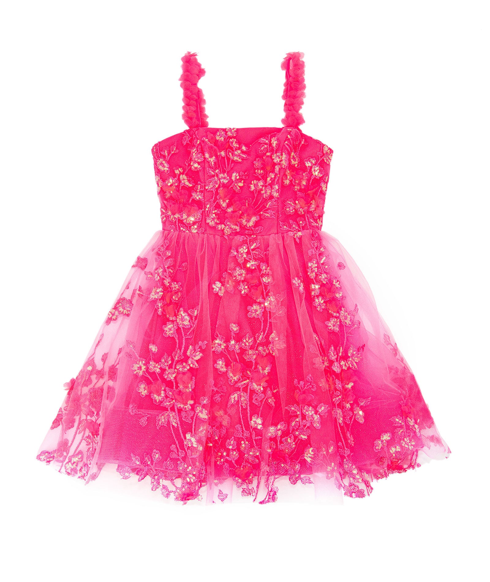 Jovani Girls Edie Flower Strap Hot Pink Party Dress Girls Special Dresses Jovani Hot Pink Y/XS (6X)