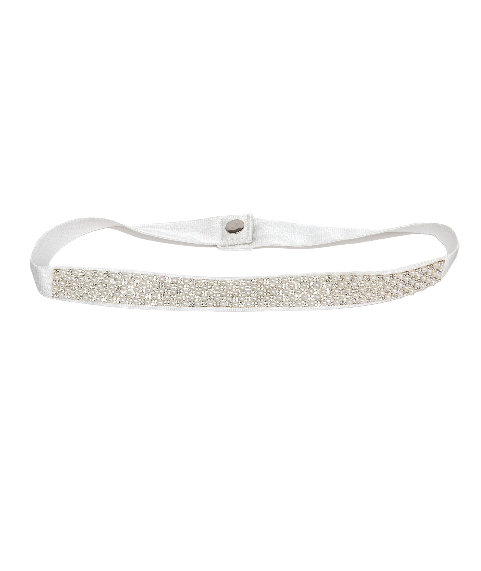 By Debra Girls Mini Pearl Elastic Belt Accessories By Debra White Y/S (7/8)