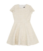 By Debra Girls Lou New Ivory/Gold Boucle Short Sleeve Striped Bottom Dress Girls Special Dresses By Debra