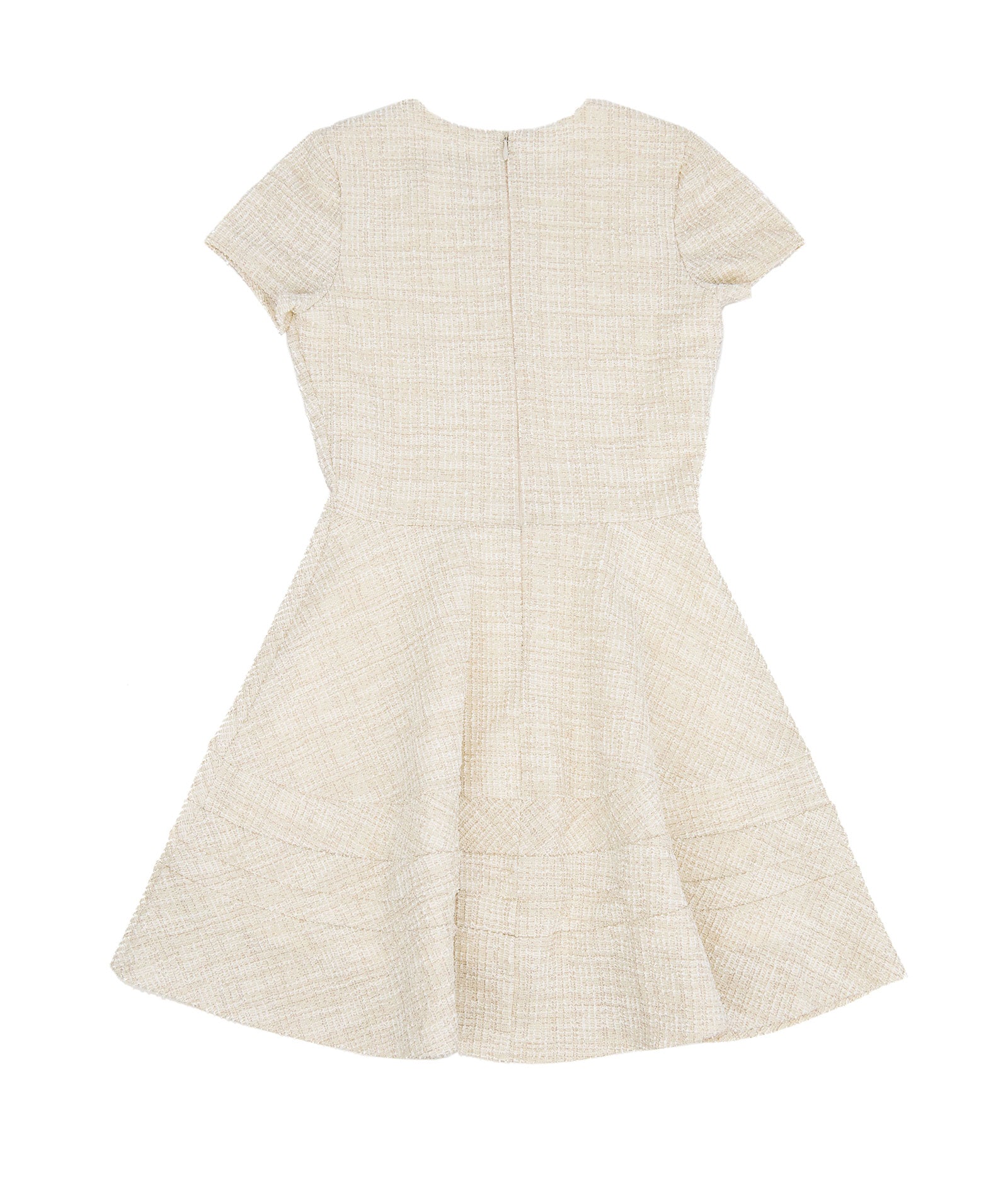 By Debra Girls Lou New Ivory/Gold Boucle Short Sleeve Striped Bottom Dress Girls Special Dresses By Debra