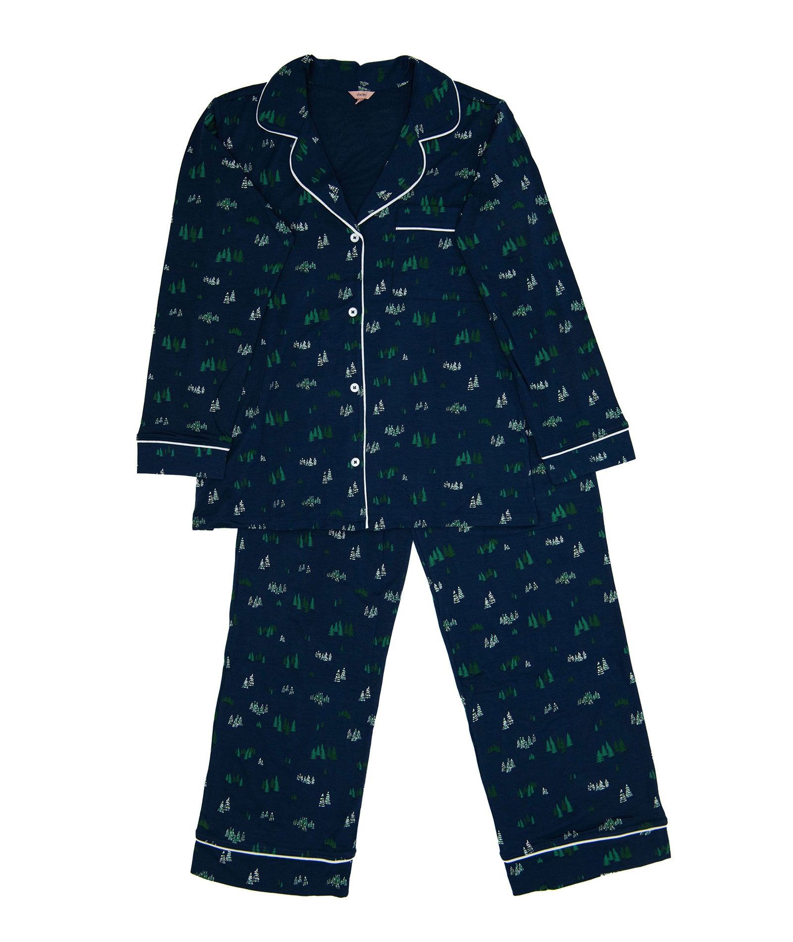 Eberjey Women Gisele Printed Long PJ Set Forest Pine Navy/Ivory Accessories Eberjey Navy Juniors/Women XXS