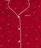 Eberjey Women Gisele Printed Long PJ Set Nutcracker Holly Red/Ivory With Ribbon Accessories Eberjey