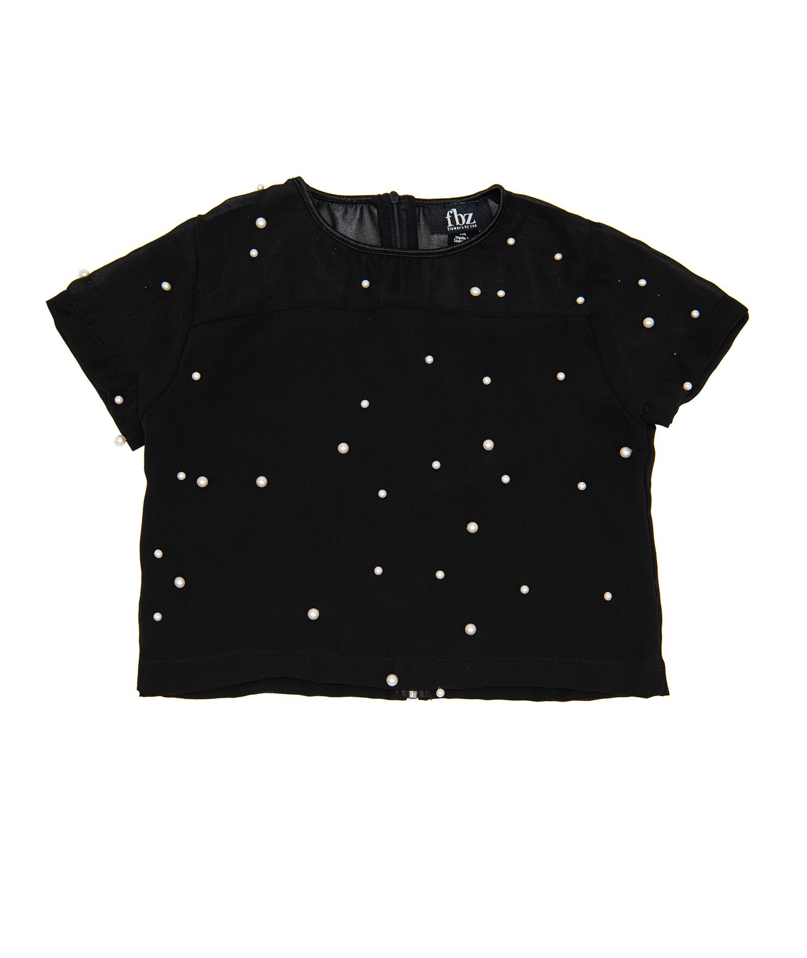 FBZ Girls Katja Pearl Bead Chiffon Top Girls Special Tops FBZ Flowers By Zoe Black Y/6