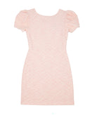 By Debra Girls Mia Pink/White Boucle Puff Sleeve Sheath Dress Girls Special Dresses By Debra Pink Y/XS (6X)