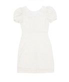 By Debra Girls Mia White/Silver Boucle Puff Sleeve Sheath Dress Girls Special Dresses By Debra