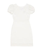 By Debra Girls Mia White/Silver Boucle Puff Sleeve Sheath Dress Girls Special Dresses By Debra White Y/XS (6X)