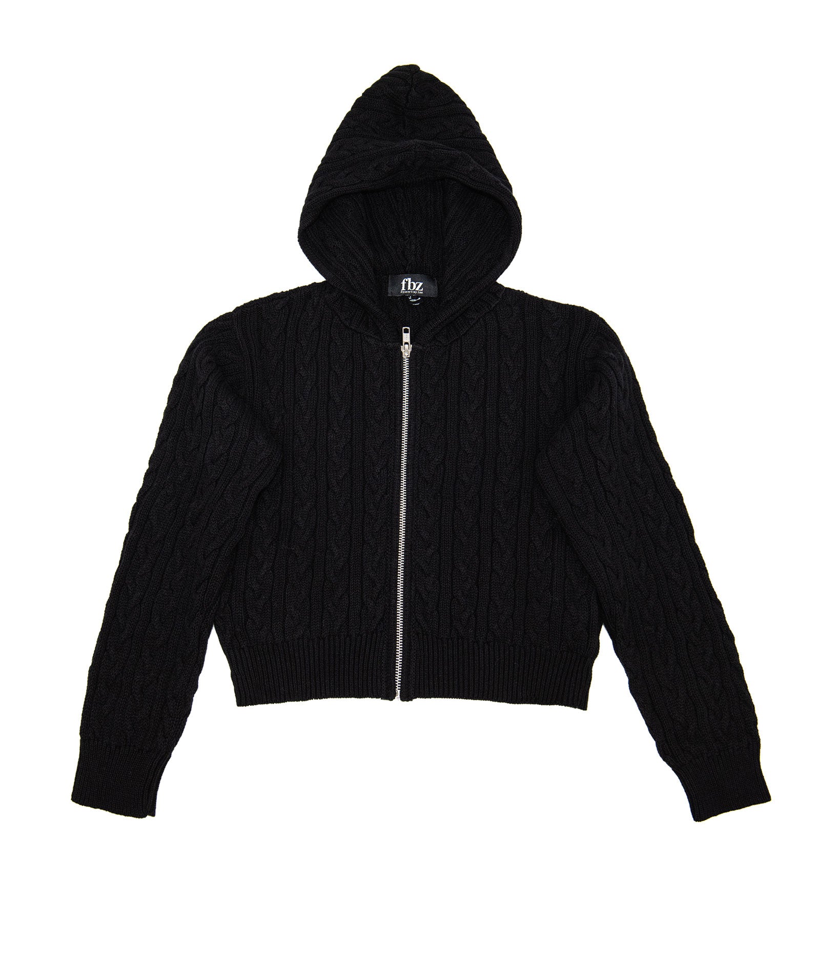 FBZ Girls Karmen Cable Zip Sweater Girls Casual Tops FBZ Flowers By Zoe Black Y/S (7/8)
