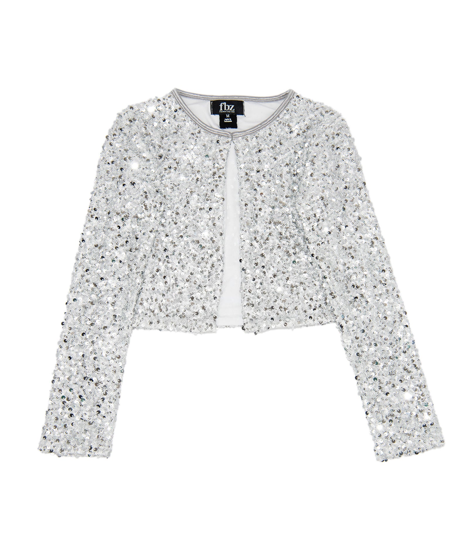 FBZ Girls North Sequin Jacket Girls Special Tops FBZ Flowers By Zoe Silver Y/S (7/8)