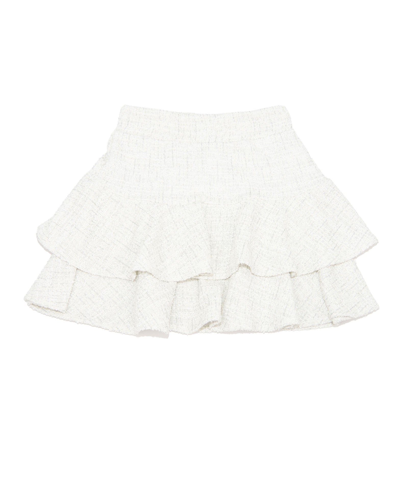 By Debra Girls Ivy White/Silver Boucle Ruffle Skirt Girls Special Bottoms By Debra White Y/XS (6X)