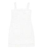 By Debra Girls Cara White/Silver Boucle Straight Strap Dress Girls Special Dresses By Debra White Y/XS (6X)