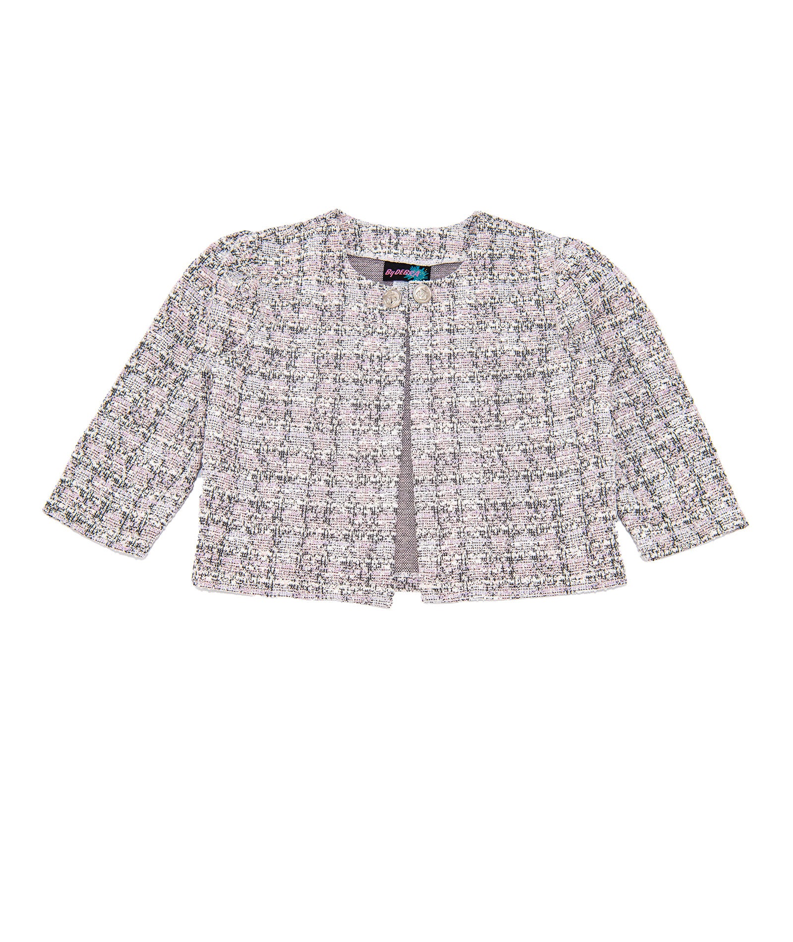By Debra Girls Jackie Pink/White/Black Boucle Jacket Girls Special Tops By Debra