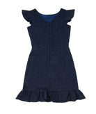 By Debra Girls Clare Navy Boucle Ruffle Bottom Sheath Dress Girls Special Dresses By Debra