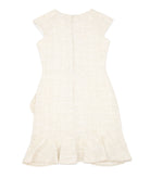 By Debra Girls Kate Ivory/Gold Boucle Slanted Ruffle Dress Girls Special Dresses By Debra