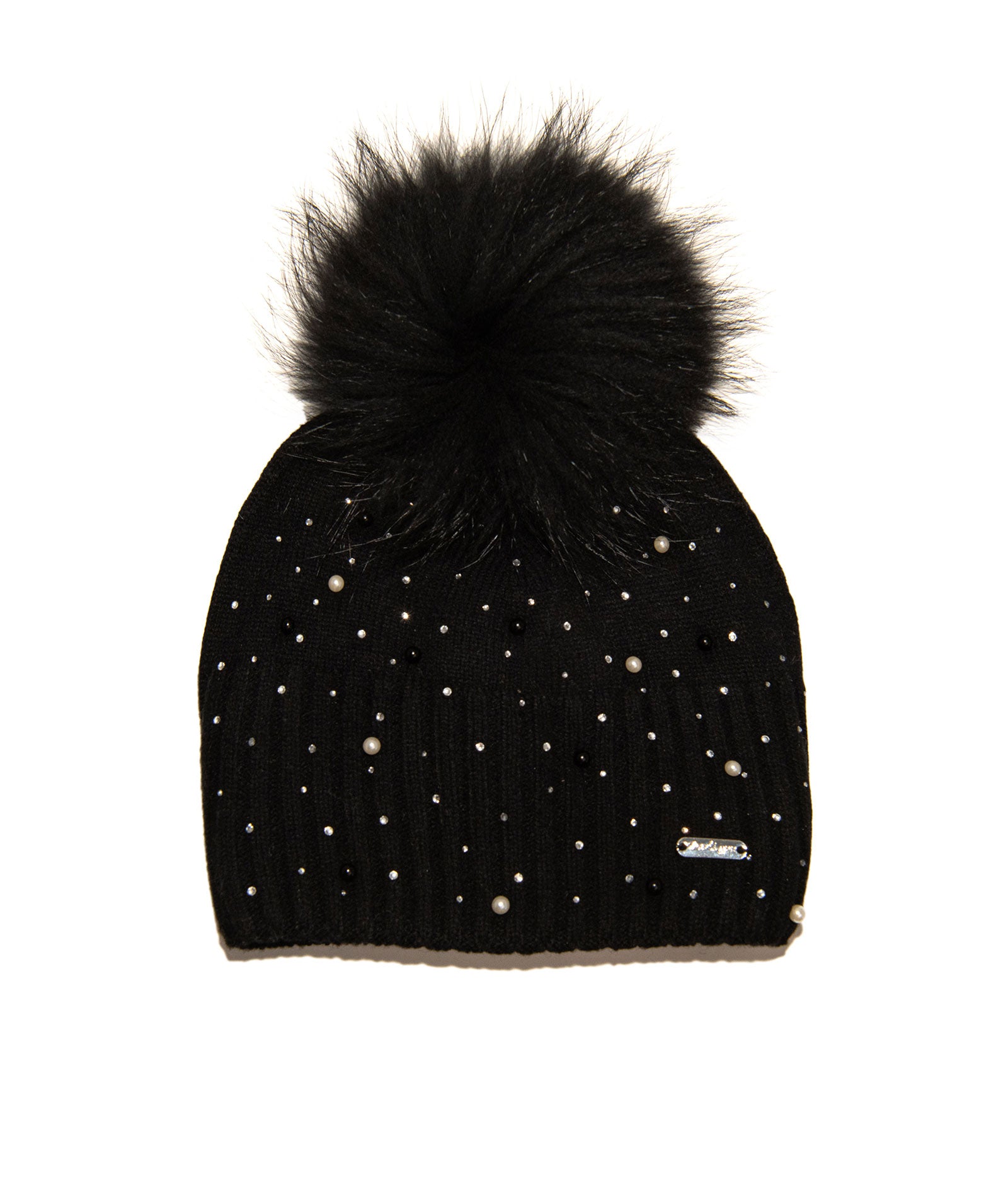 Pearl and Crystal Winter Hat Women Accessories Bari Lynn Black Juniors/Women One Size Fits Most