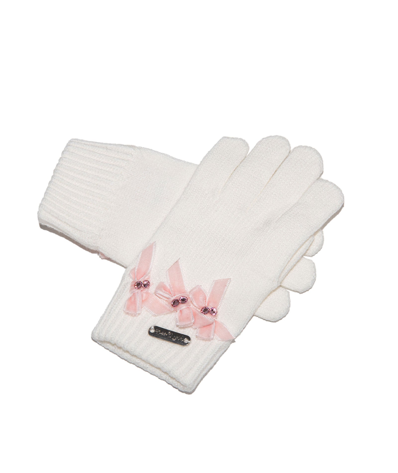 Bari Lynn Velour Bows Winter Gloves Accessories Bari Lynn Pink One Size Fits Most (Y/7-Y/14)