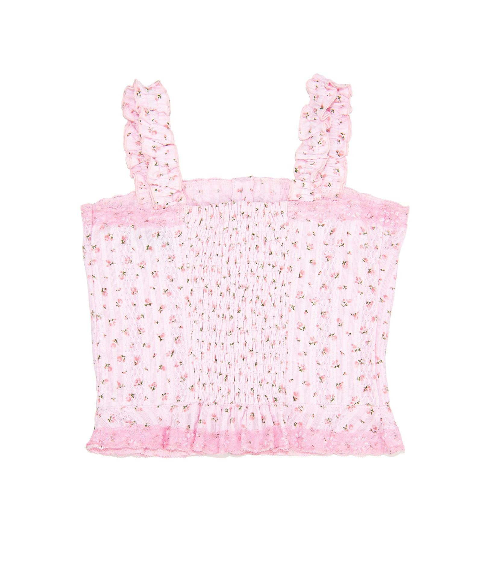 Girls Teen & Pre Teen FBZ Cameron Pink Floral Lace Tank
