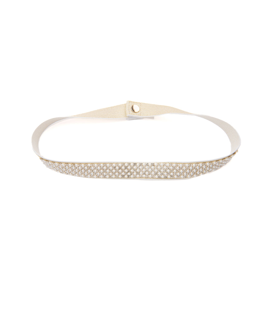 By Debra Girls Gold Mini Pearl Elastic Belt Accessories By Debra   