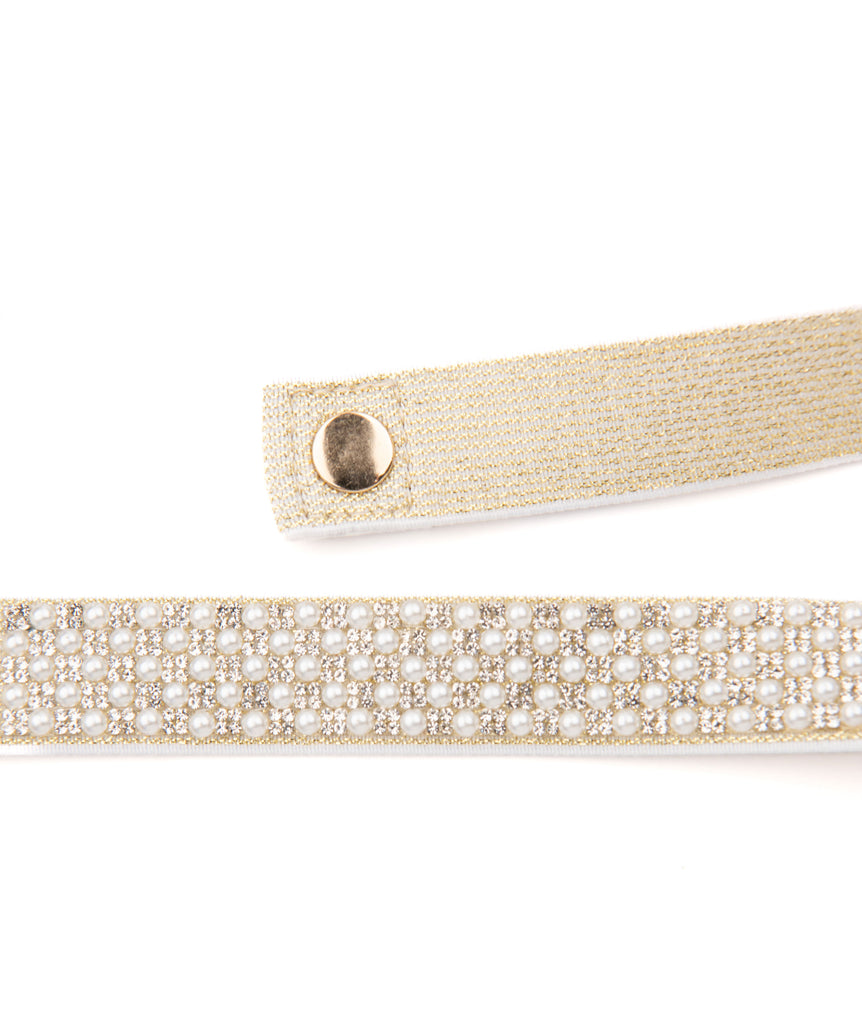 By Debra Girls Gold Mini Pearl Elastic Belt Accessories By Debra   