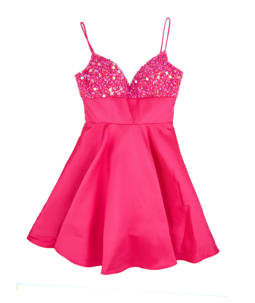Alyce Women Hot Pink Sequin Top Hailey Dress Girls Special Dresses Alyce   