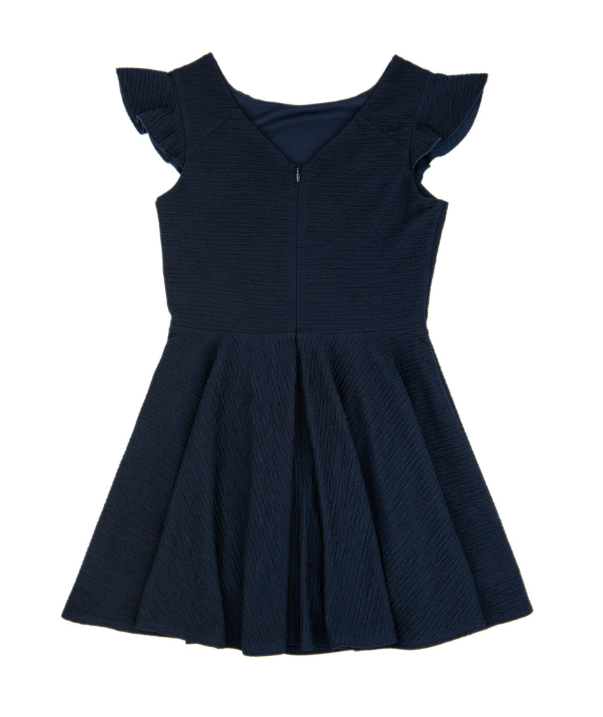 By Debra Girls New Navy Flutter Sleeve Fit and Flare Dress Girls Special Dresses By Debra   