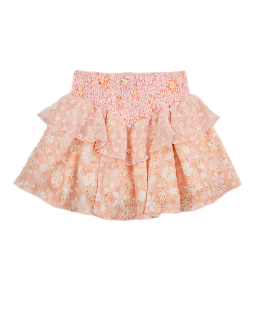 FBZ Girls Peach Floral Smock Skirt Distressed/seasonal girls FBZ Flowers By Zoe   