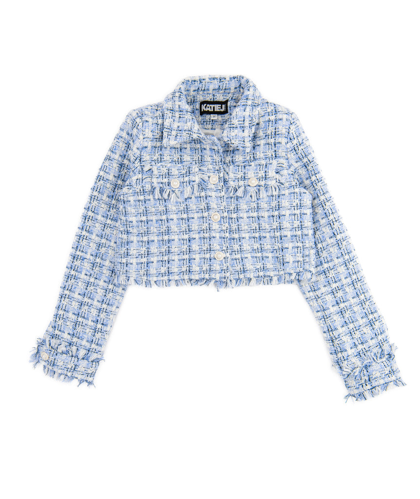 Katie J NYC Girls Blue Boucle Charlize Jacket Girls Special Tops Katie J NYC   