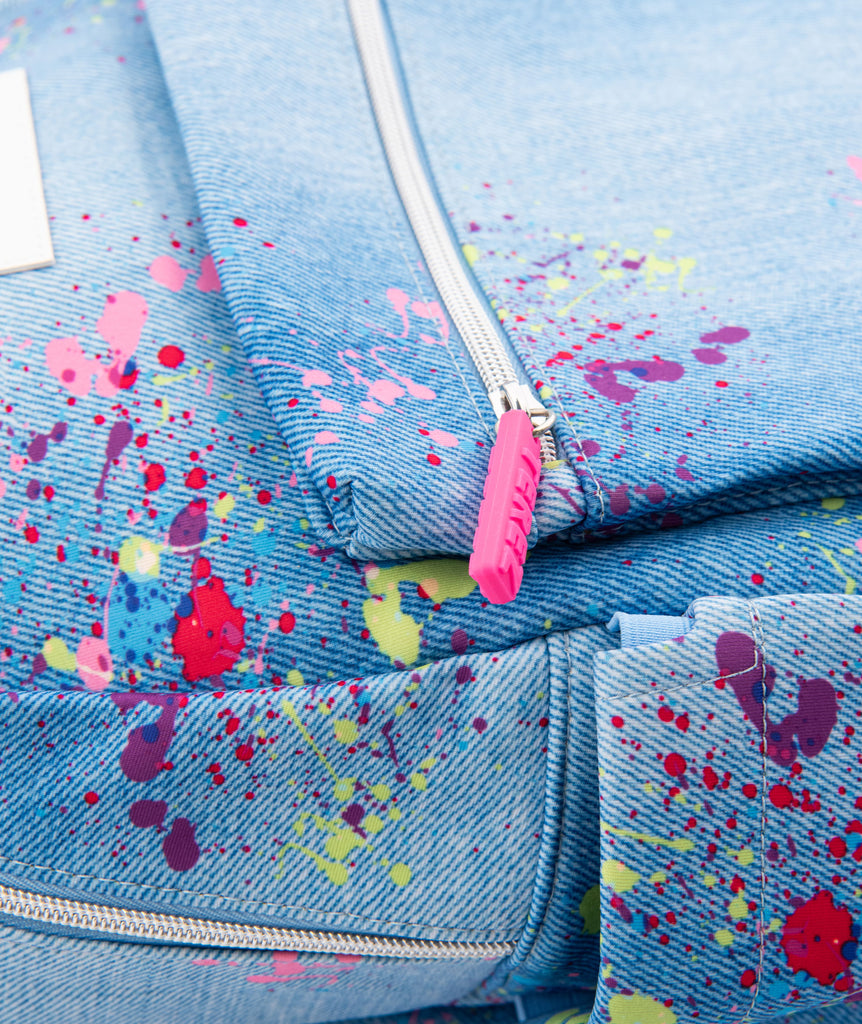 Terez Denim Paint Splatter Backpack Distressed/seasonal accessories Terez   