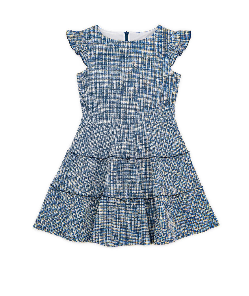 By Debra Girls Navy Plaid 3 Tier Dress Girls Special Dresses By Debra   