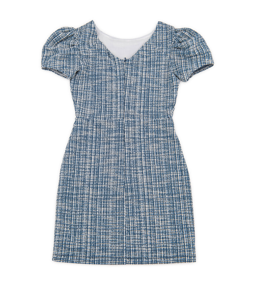 By Debra Girls Navy Plaid Puff Sleeve Sheath Dress Frankie s on the Park