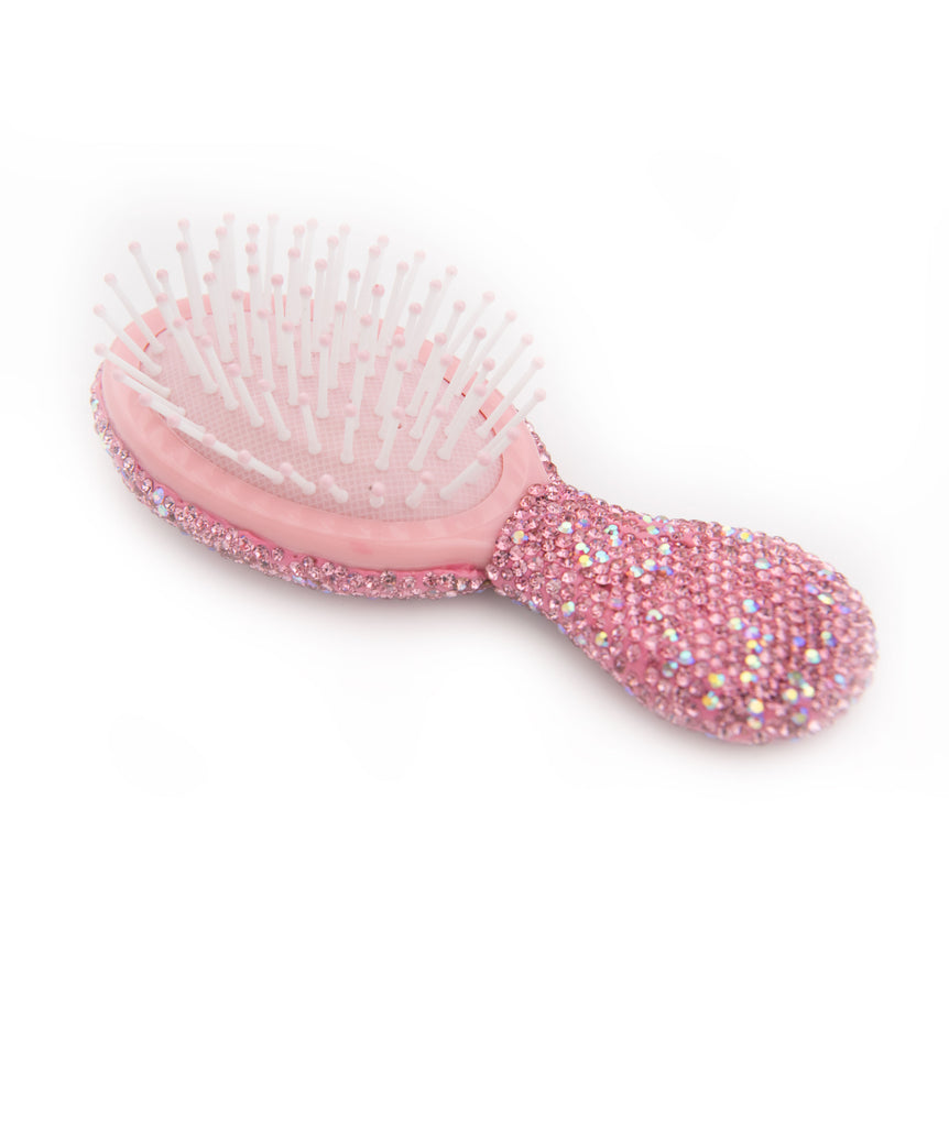 Bari Lynn Small Crystal Hair Brush Accessories Bari Lynn Light Pink  