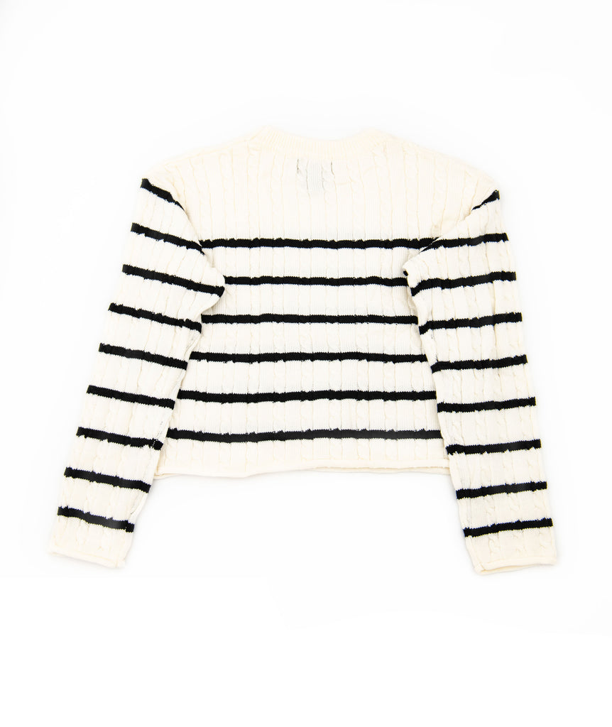 FBZ Girls Cream Striped Cable Sweater Girls Casual Tops FBZ Flowers By Zoe   