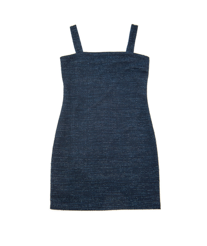 By Debra Girls Navy Boucle Straight Strap Dress Girls Special Dresses By Debra   