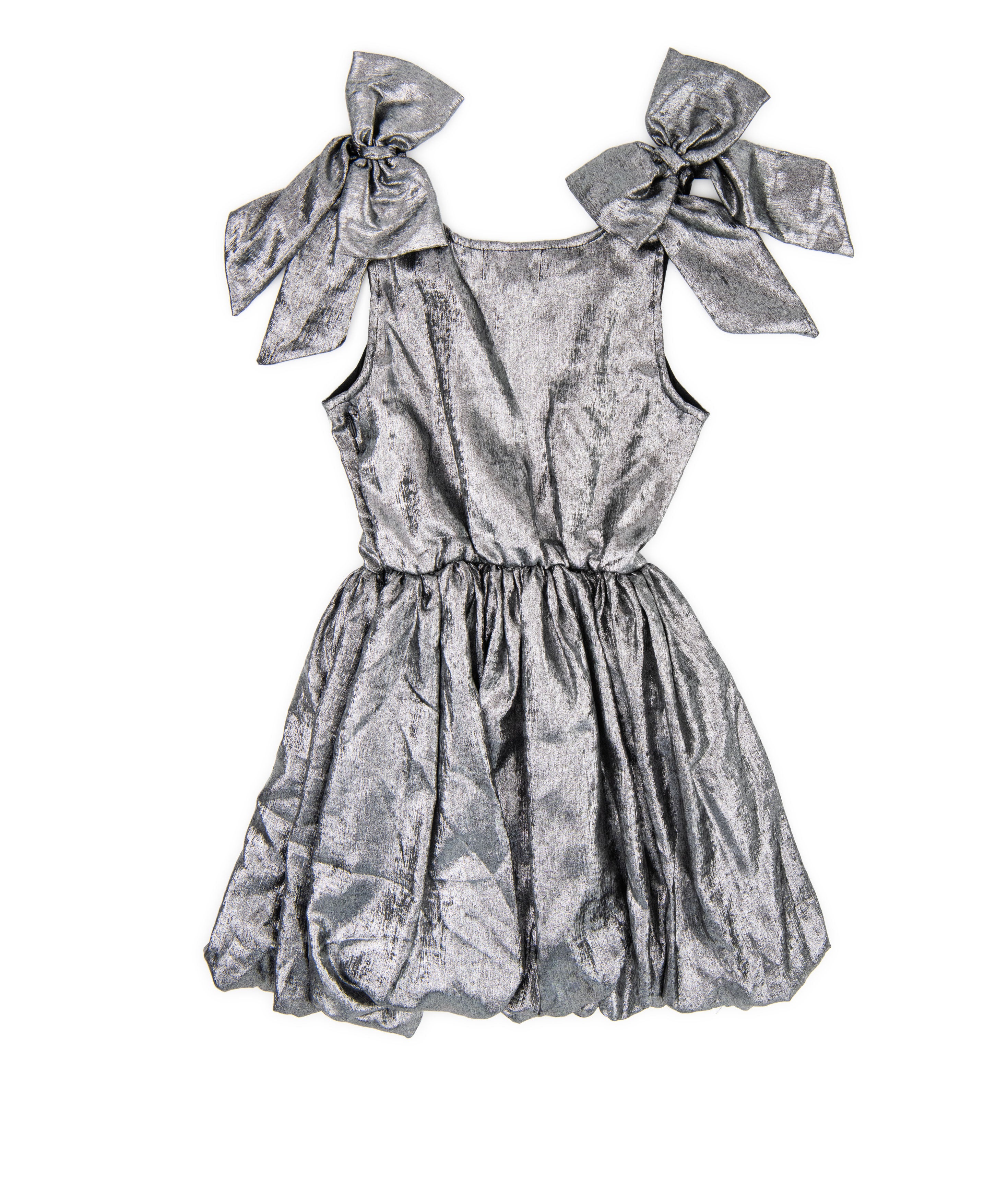 FBZ Girls Silver Tie Shoulder Bubble Dress Distressed/seasonal girls FBZ Flowers By Zoe