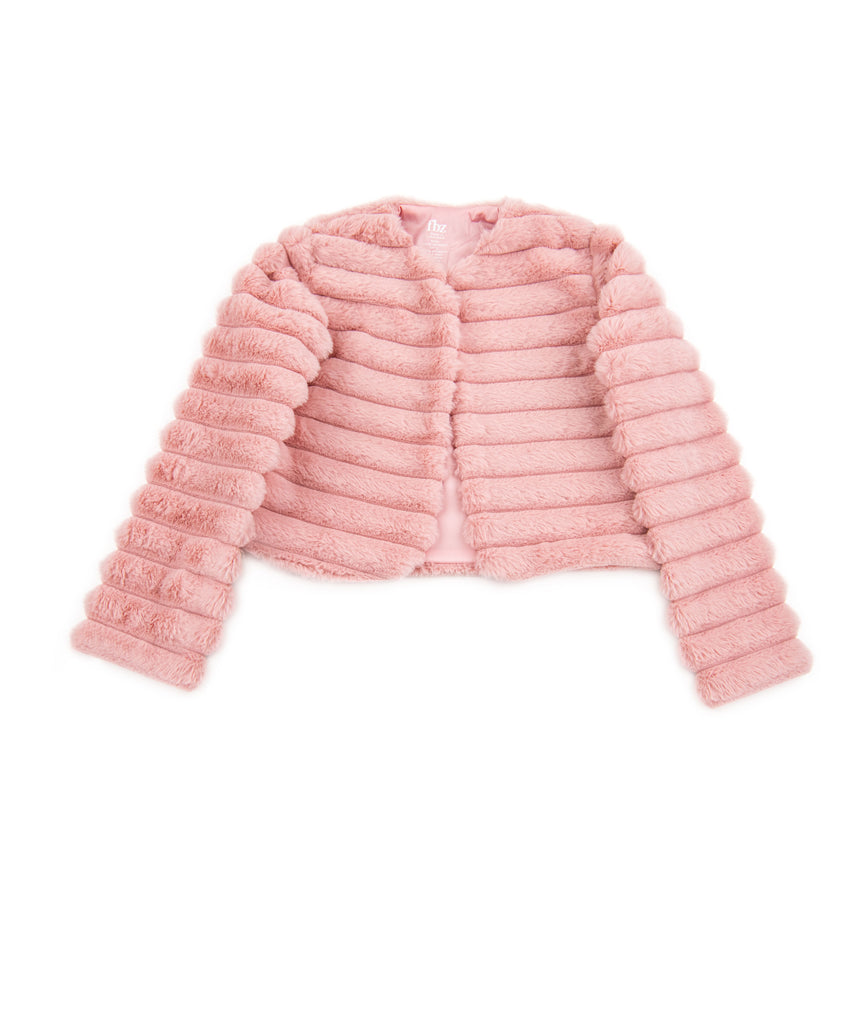 FBZ Girls Fancy Faux Fur Jacket Girls Special Tops FBZ Flowers By Zoe Pink Y/6 