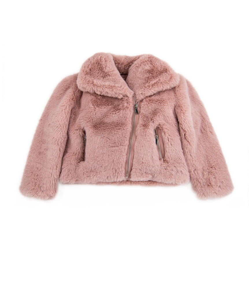 Design History Girls Dusty Pink Fur Jacket Girls Casual Tops Design History Girls   