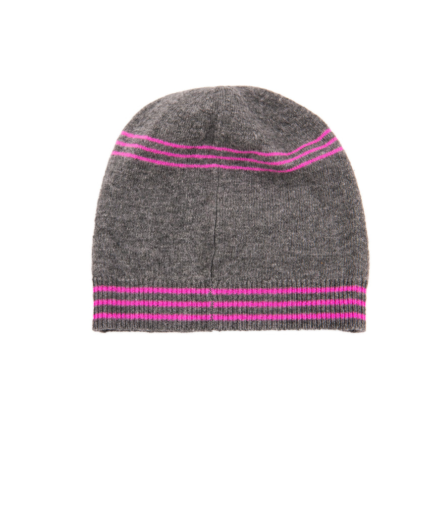 Autumn Cashmere Girls Grey/Pink Striped Ski Hat Accessories Autumn Cashmere Kids   