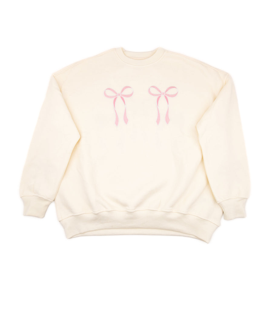 Sunkissed Coconut Juniors Embroidered Pink Bow Sweatshirt Womens Casual Tops Frankie's Exclusives   