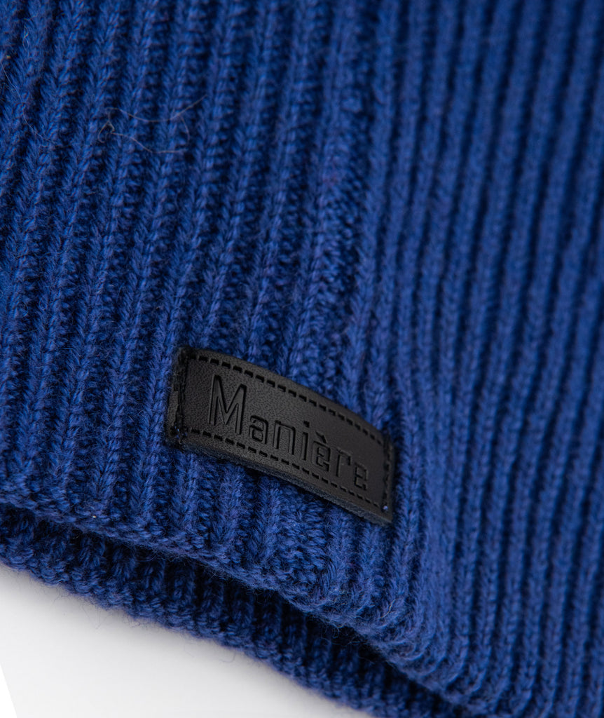 Maniere Cobalt Knit Wool Hat With Multi Pom Accessories Maniere   