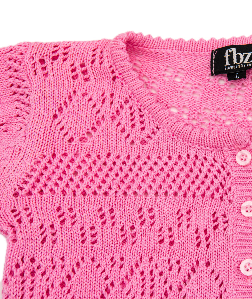 FBZ Girls Short Sleeve Knit Cardigan Girls Casual Tops FBZ Flowers By Zoe   
