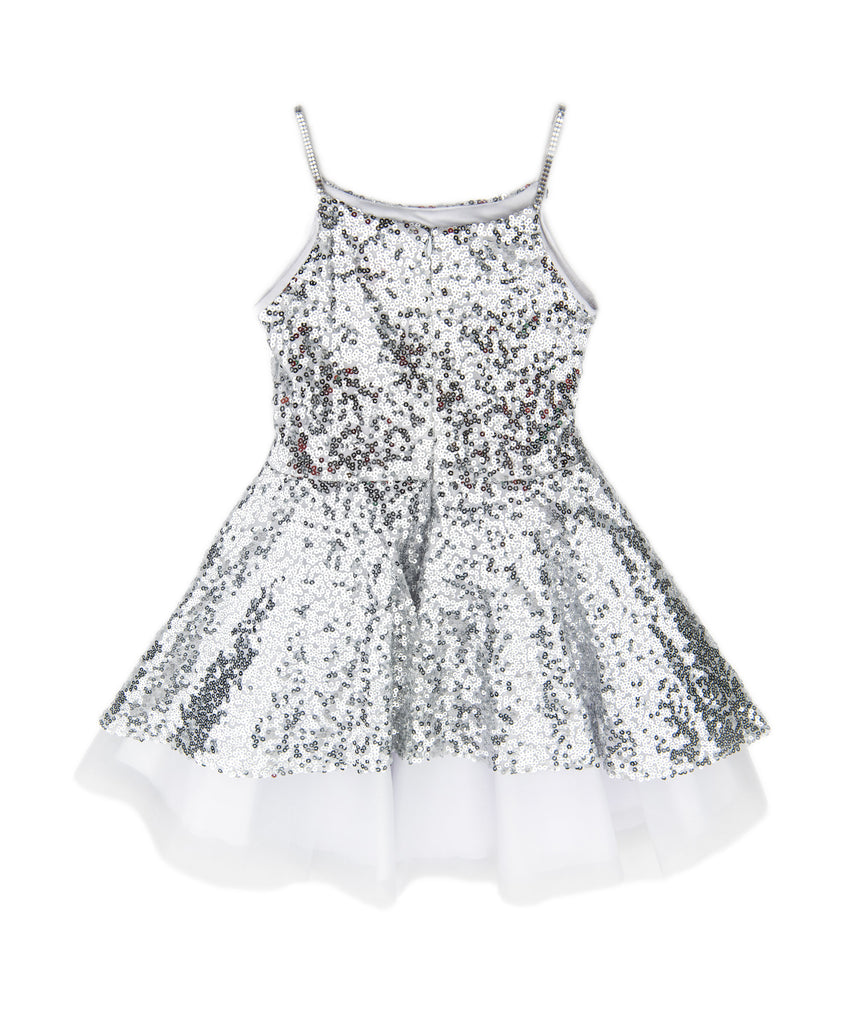 Zoe Ltd. Girls Nancy Silver Sequin Tulle Dress Girls Special Dresses Zoe Ltd.   