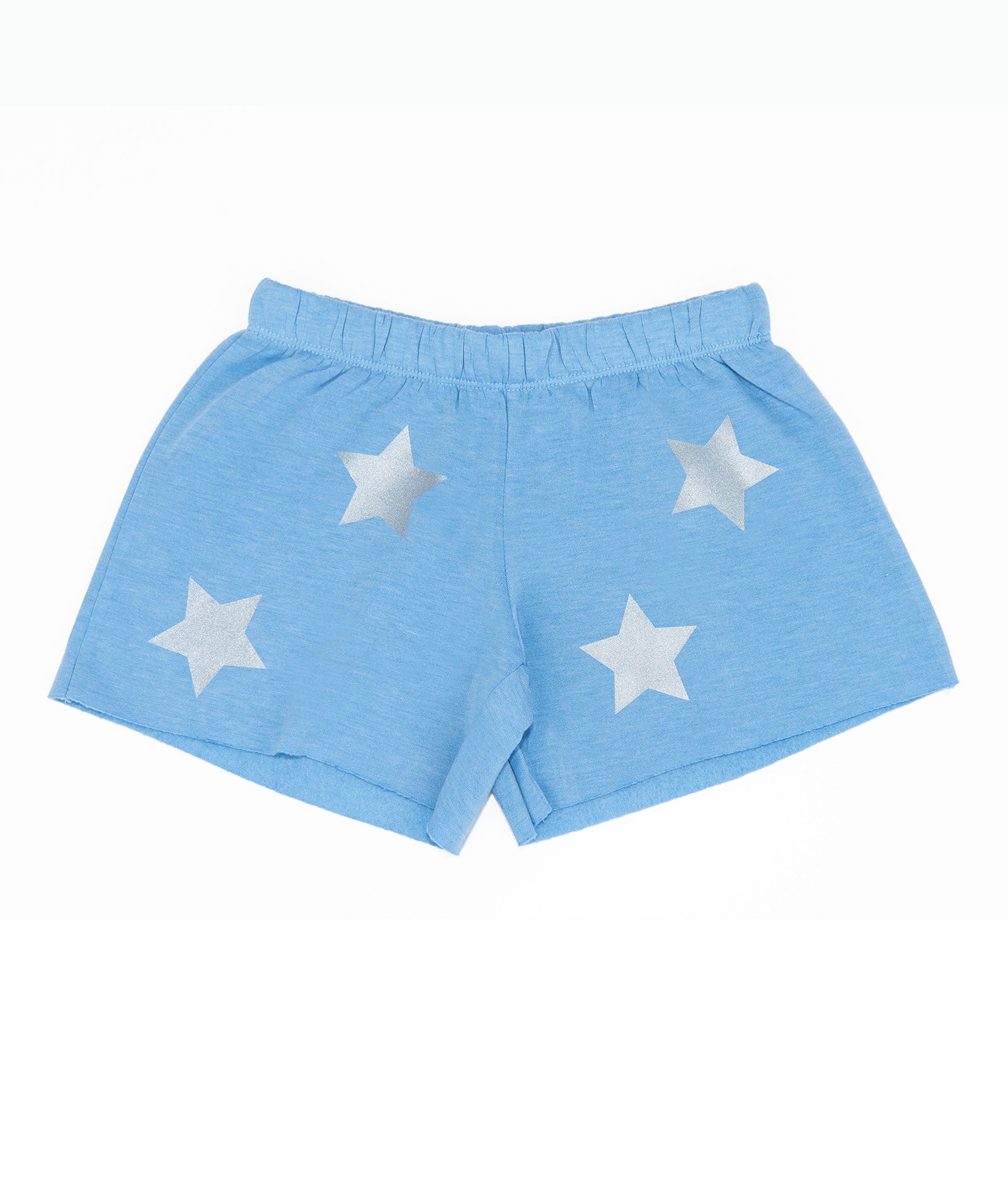 Firehouse Girls Silver Star Toss Fleece Shorts Girls Casual Bottoms Firehouse Ice Blue Y/S (7/8)