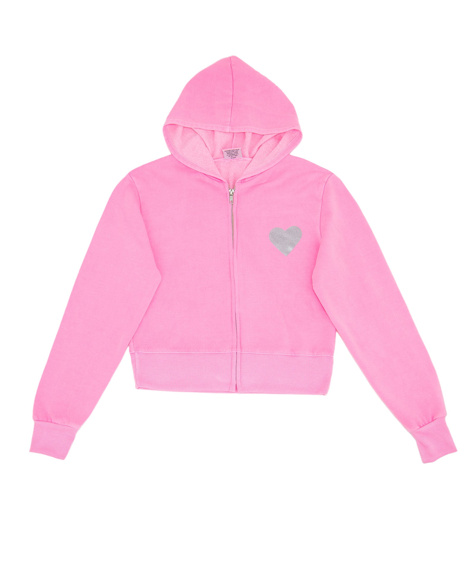 Firehouse Girls Silver Heart Back Toss Zip Hoodie Girls Casual Tops Firehouse Neon Pink Y/5