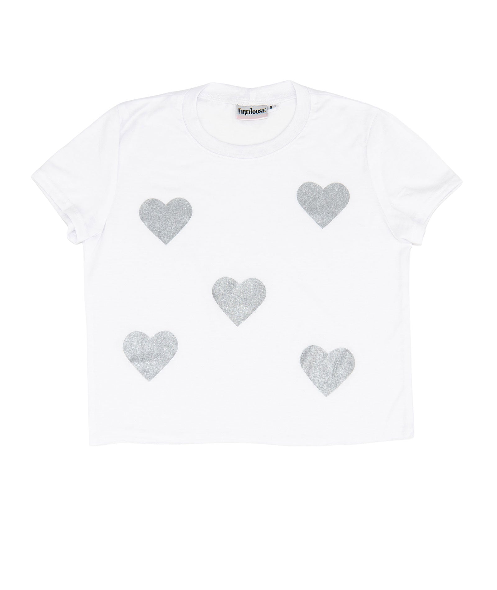 Firehouse Girls Silver Heart Toss Tee Girls Casual Tops Firehouse White Y/5