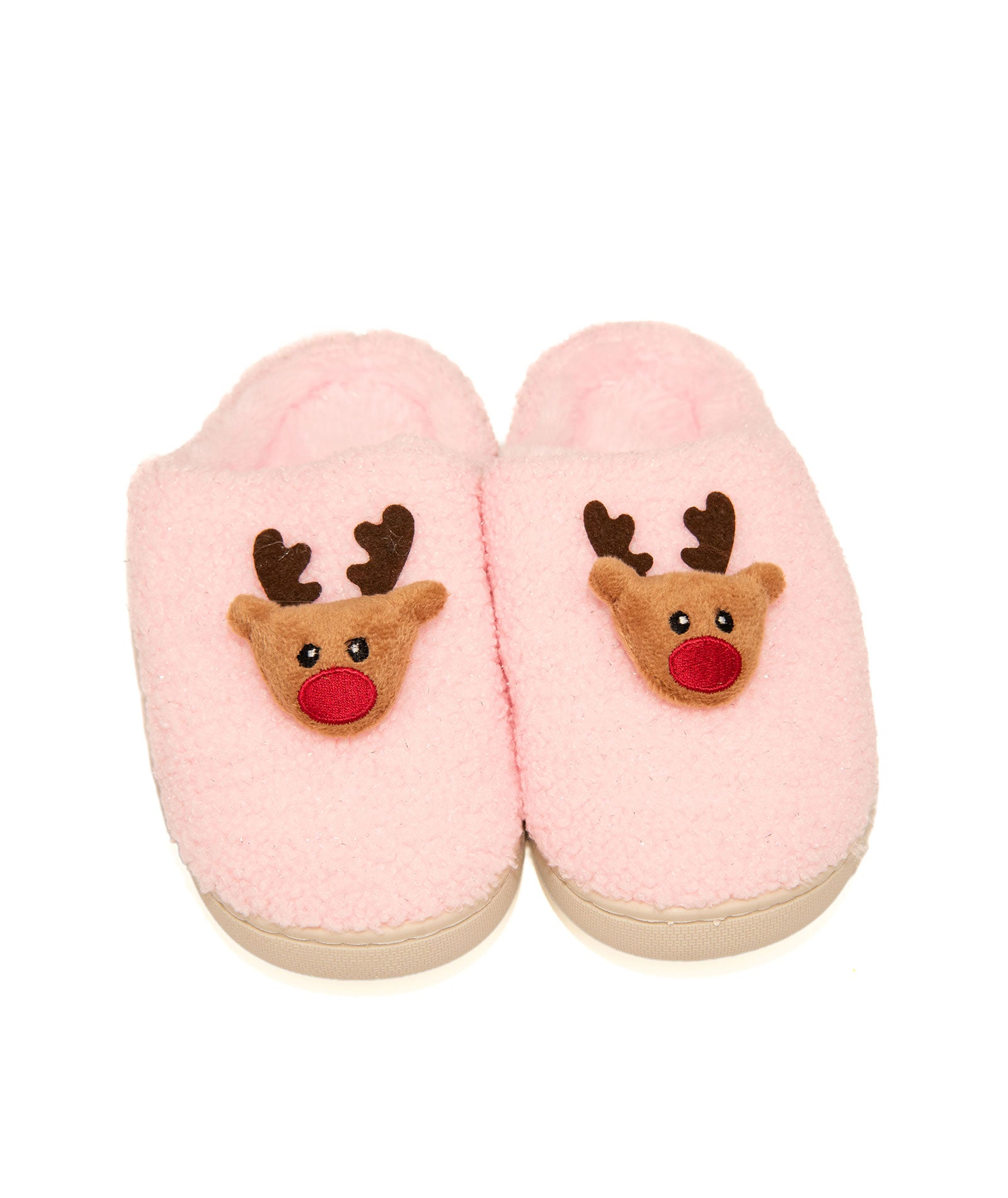 Bari Lynn Reindeer Slippers Accessories Bari Lynn Pink Shoes/1-2