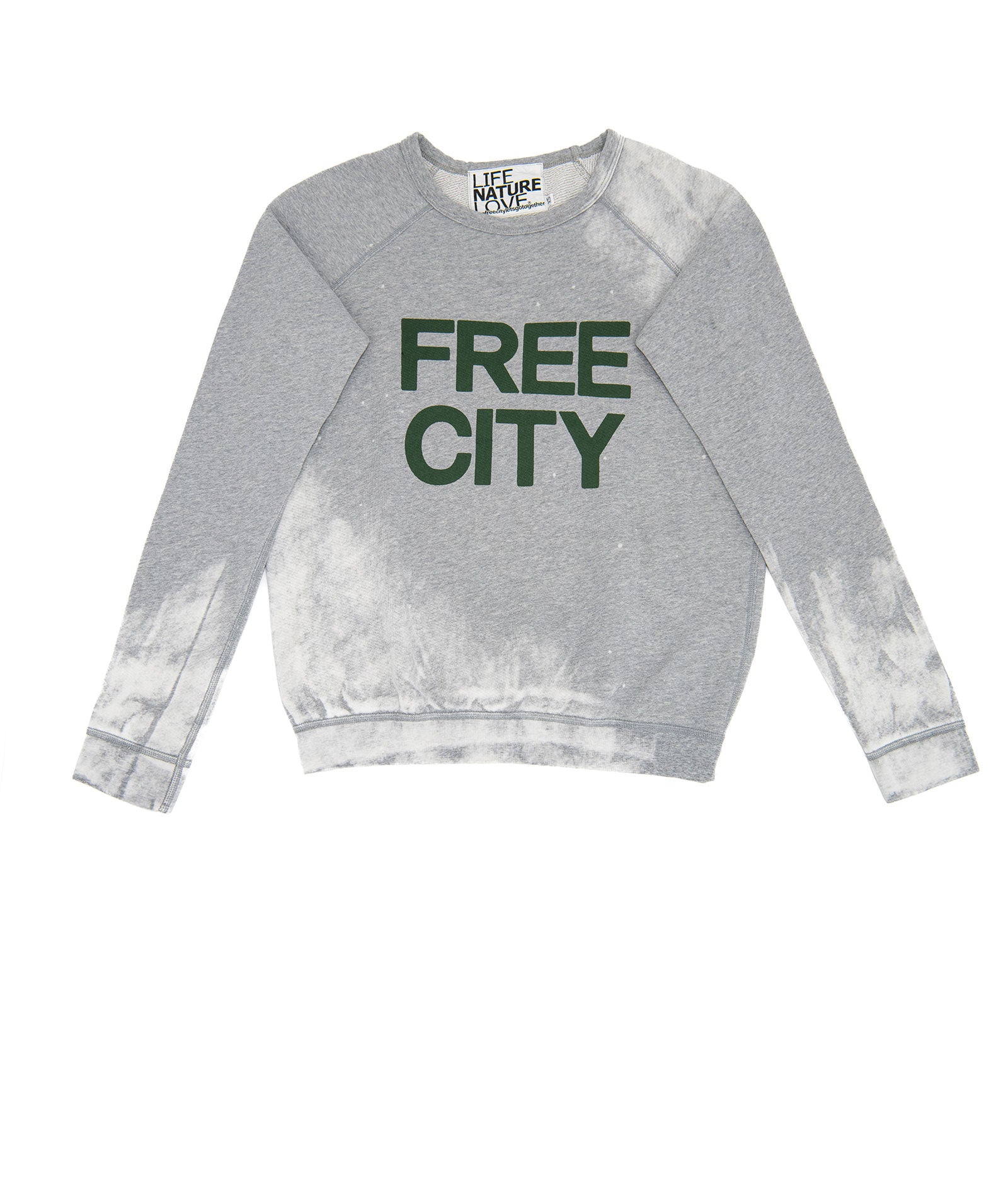 FREECITY Women Logo Bleachout Sweatshirt Heather Surplus Womens Casual Tops FREECITY Grey Juniors/Women XS